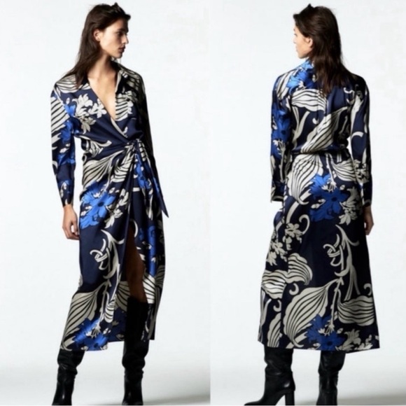 Zara Silk Printed Dress XS - Picture 3 of 5